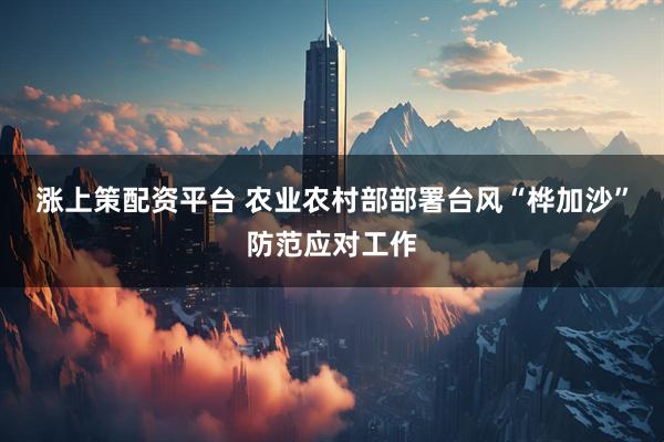 涨上策配资平台 农业农村部部署台风“桦加沙”防范应对工作
