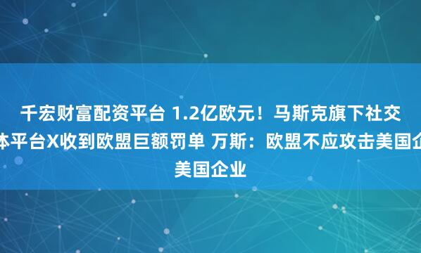 千宏财富配资平台 1.2亿欧元！马斯克旗下社交媒体平台X收到欧盟巨额罚单 万斯：欧盟不应攻击美国企业
