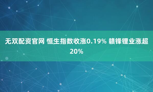无双配资官网 恒生指数收涨0.19% 赣锋锂业涨超20%
