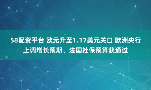 58配资平台 欧元升至1.17美元关口 欧洲央行上调增长预期、法国社保预算获通过