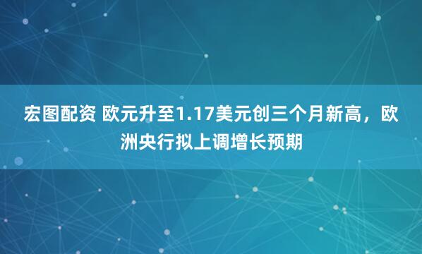 宏图配资 欧元升至1.17美元创三个月新高，欧洲央行拟上调增长预期